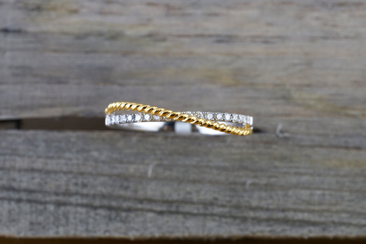 Illusion Set Three Stone Diamond Twist Ring in 9ct Yellow Gold (0.05ct) |  Hockley Jewellers